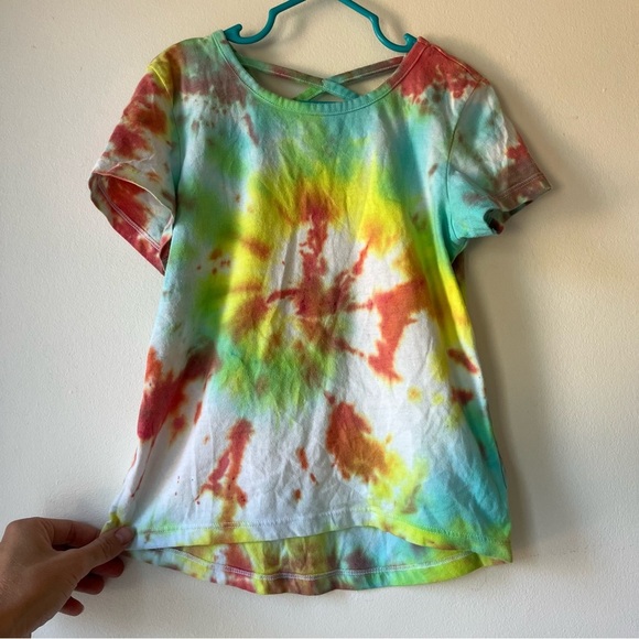 Old Navy Girls Tie Dye T-Shirt & Cropped Leggings Set Size Small 6-7 Rainbow - Picture 5 of 12